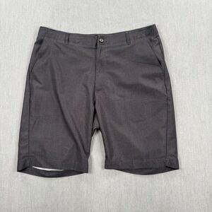 Pebble Beach Mens Performance Golf Shorts Grey Black Micro Grid Check Size 36